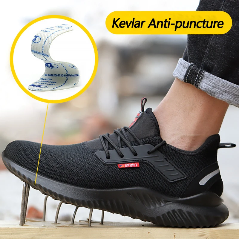 Anti-smash Men Work Shoes Sneakers Light Puncture-Proof Indestructible Shoes Safety Shoes Men With Steel Toe Cap BF39