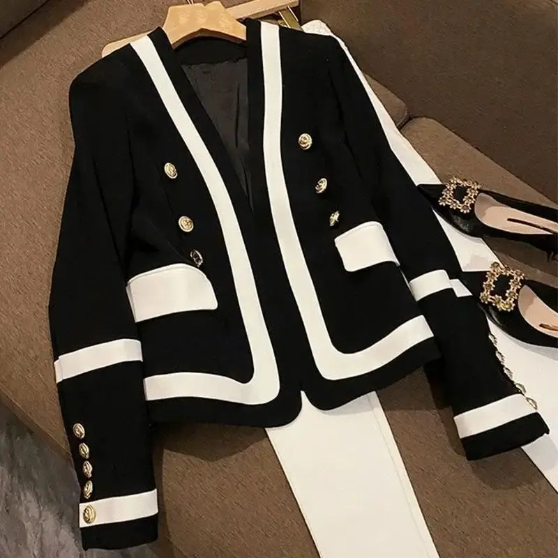 Spring Autumn Blazer Woman 2024 New Fashion Loose Double-Breasted Assorted Colors Coat Temperament Elegant Outerwear Female