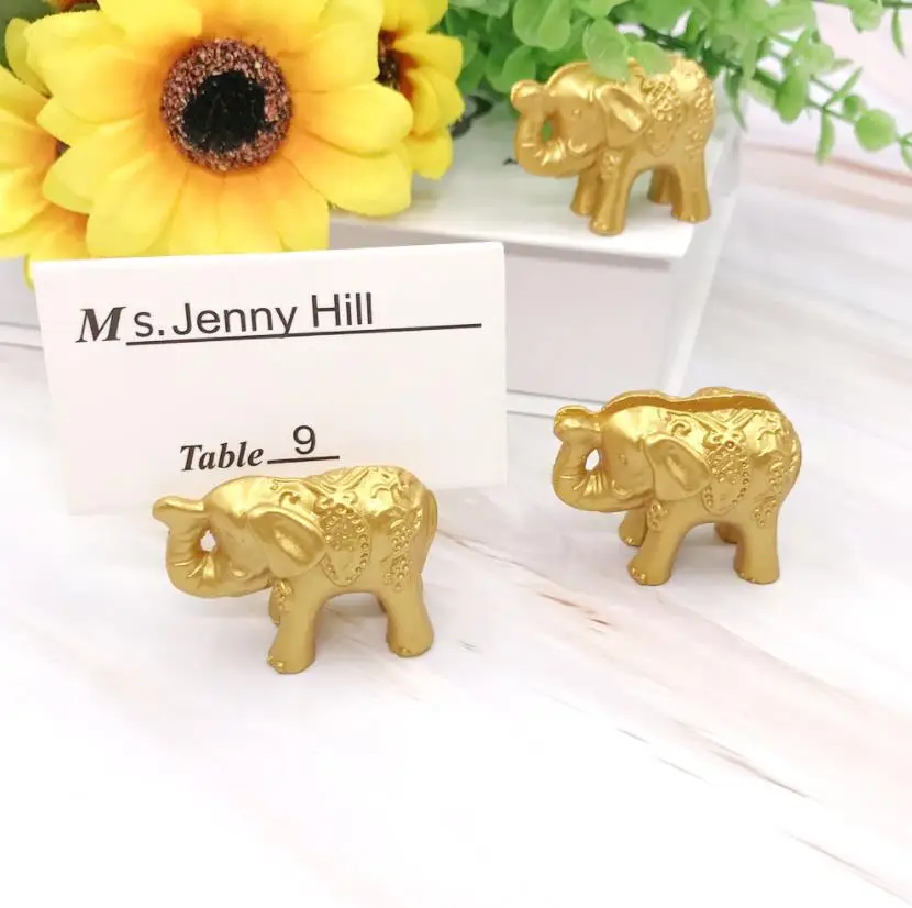 100pcs Lucky Gold Elephant Place Card Holders/table Name Holder Wedding Centerpiece Golden Themed Party Favors Wholesale ni181