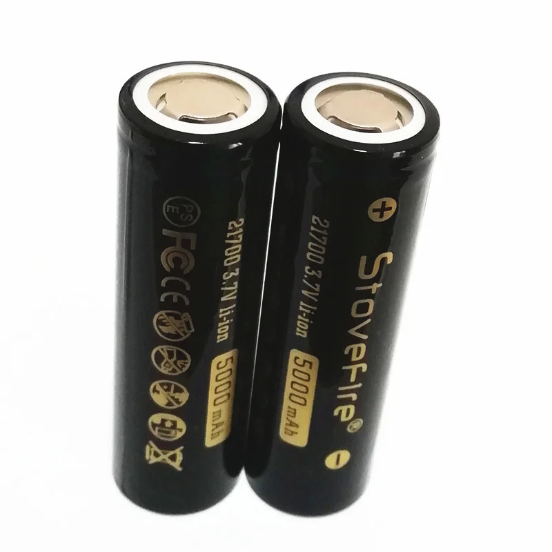 New 21700 5000mAh 100% Real Capacity 3.7V Lithium Ion Rechargeable Battery for Flashlight flat head batteries