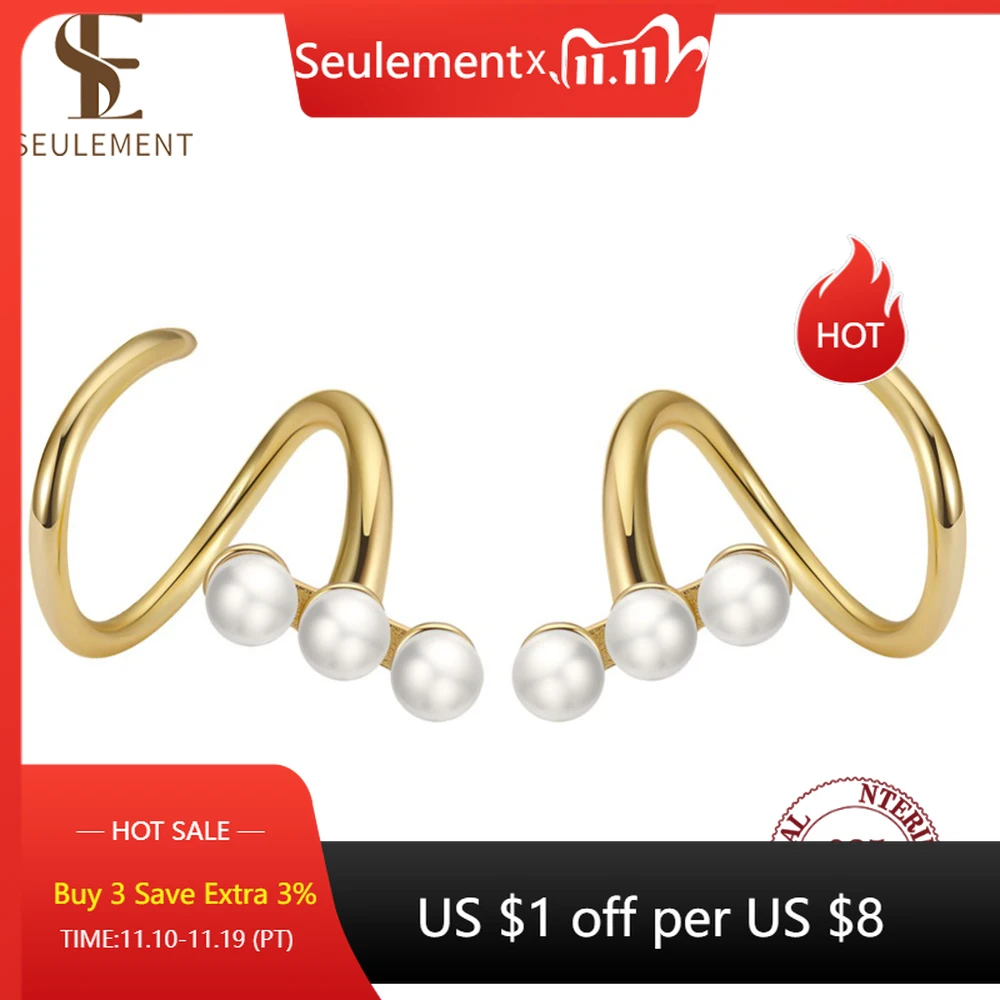

Seulement 3 Pieces Natural Baroque Pearls Drop Earring Bent 925 Sterling Silver Real Pearl Earrings for Women Ear Accessories