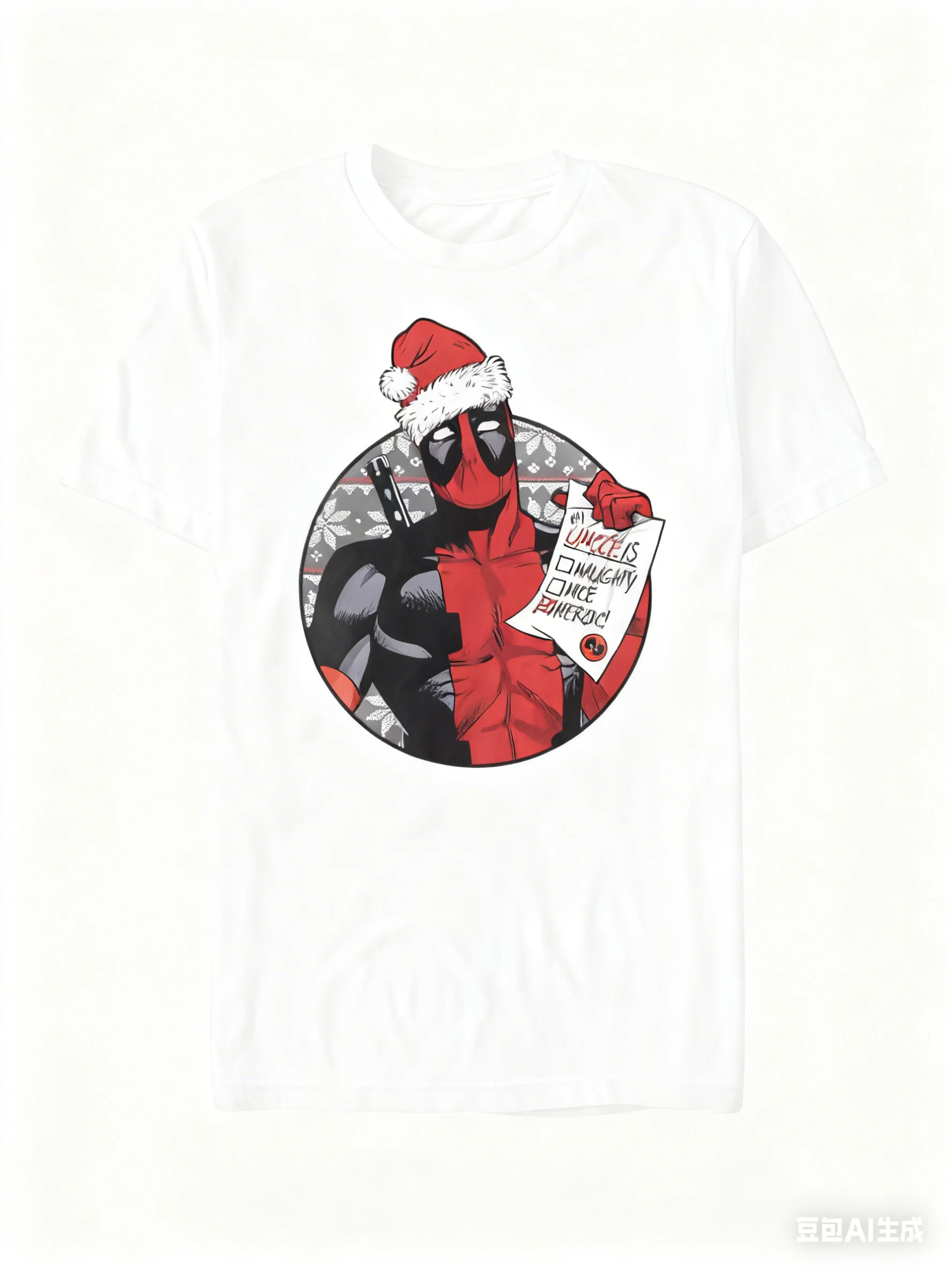 تي شيرت Marvel 2026 الجديد Deadpool Hero Uncle Christmas Comic Print مقاس كبير للرجال والنساء بأكمام قصيرة فضفاض برقبة دائرية #3