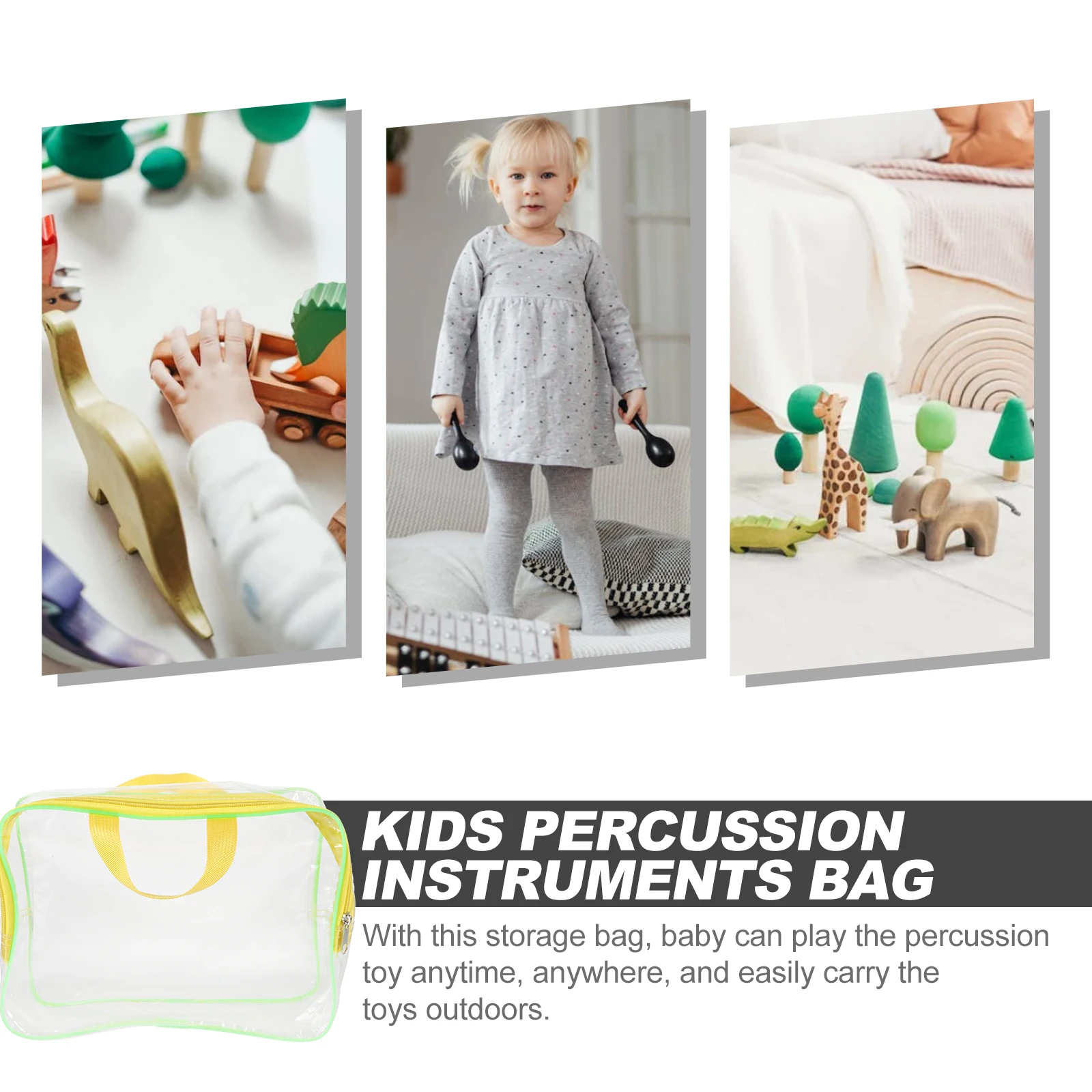 

Percussion Instrument Set Kids' Toys Storage Bag PVC ganizer for Music Instruments Travel Playtime Bag Kids Percussion