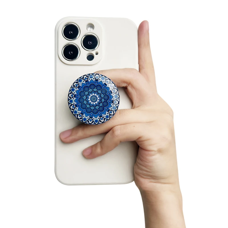 1pc Mandala pattern drop adhesive Socket phone stand Drop adhesive pattern foldable desktop stand Mandala mobile phone grip