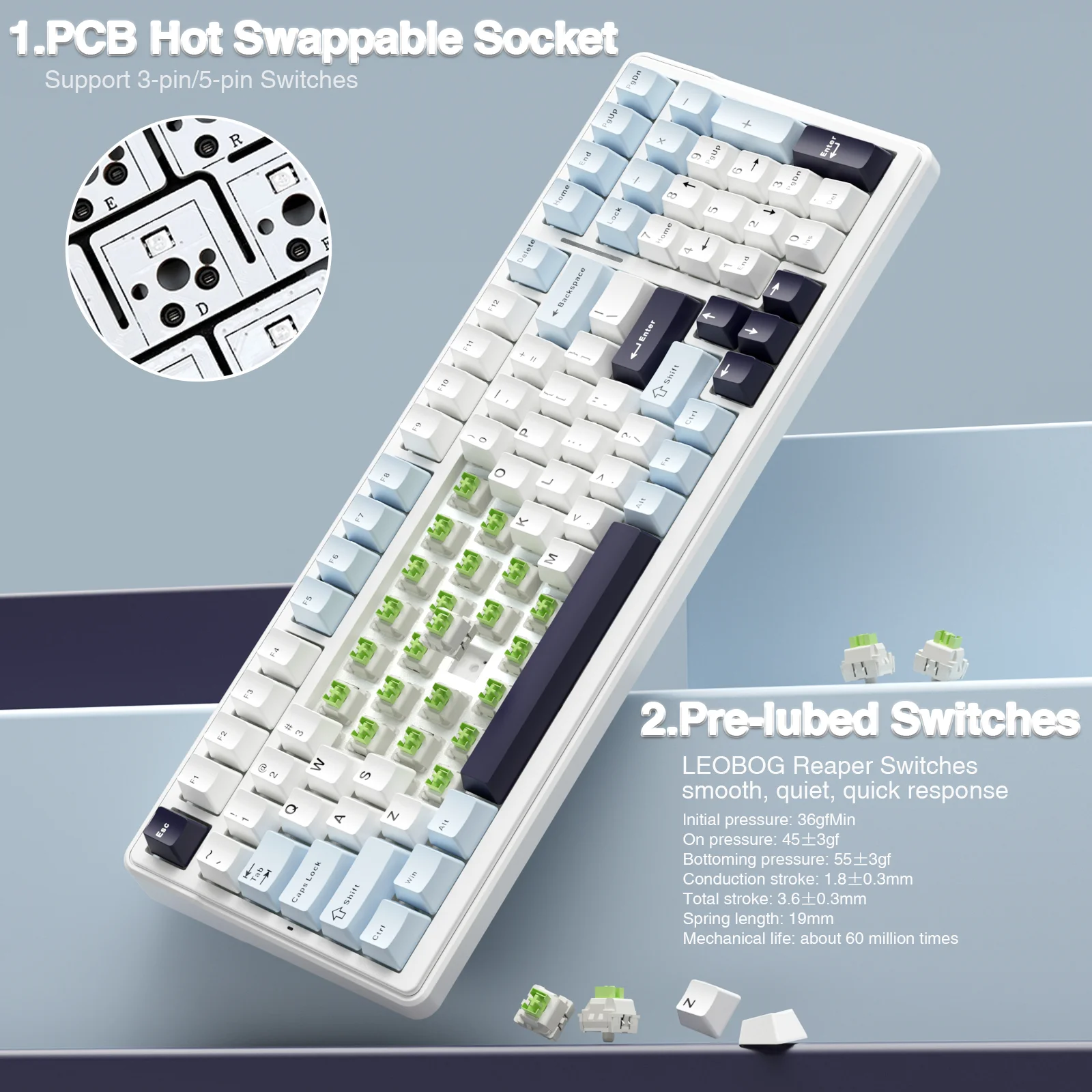 AULA F99 machanical klávesnice Bluetooth 5.0/2.4G wireless/wired gasket-mounted herní klávesnice 99 kláves přizpůsobitelné keyboards