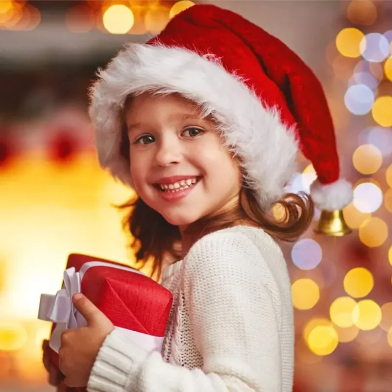 Extra lange Plüsch-Weihnachtsmütze, rote Weihnachtsmütze, Unisex, festliches Party-Kostümzubehör für Kinder, ideales Geschenk für das neue Jahr
