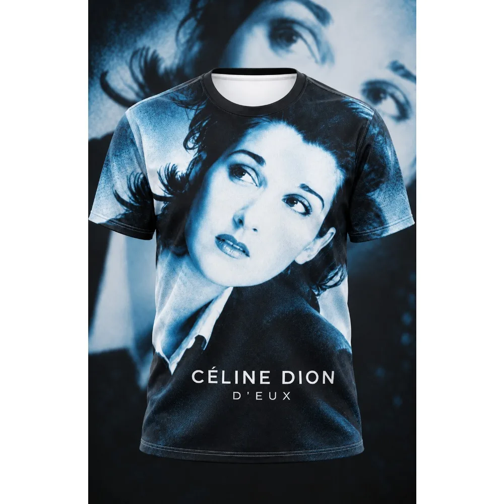 Celine Dion D'eux Album 3D T-shirt Unisex Men Women Vintage Portrait Tees O-neck Short Sleeve Casual Music Fan Streetwear Tops