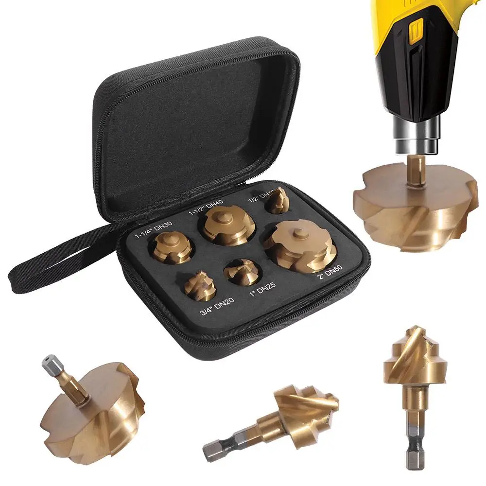 

6 шт. подъемное сверло с шестигранным хвостовиком PPR 20/25/32/40/50/63 мм, износостойкое ступенчатое сверло для водопроводных труб, высокая точность