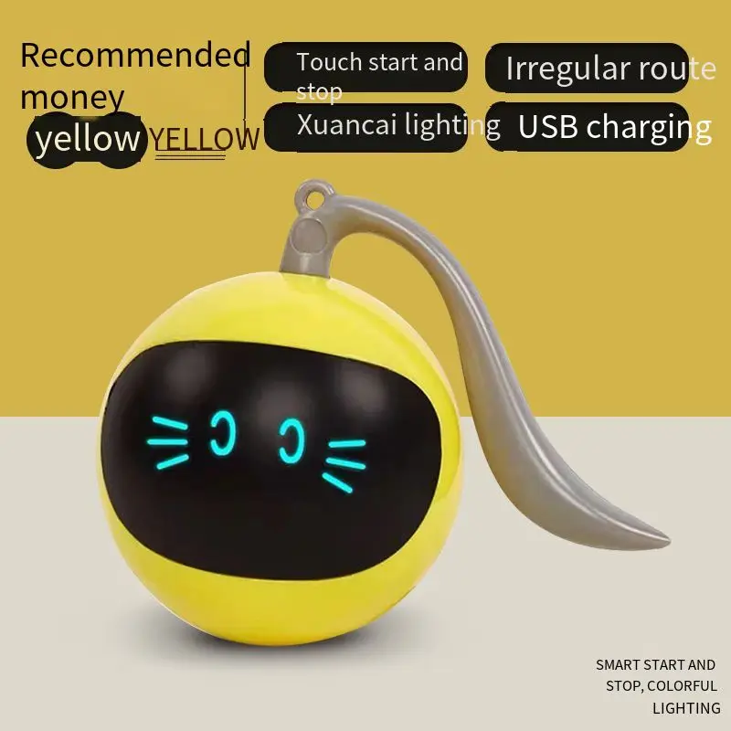 Smart Interactive Cat Toy Colorful LED Self Rotating Pet Ball Toys USB Rechargeable Kitten Automatic Ball Toys Cat Accessories