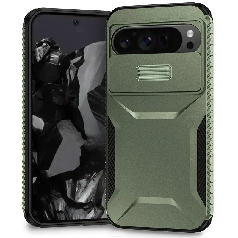 Чехол для Google Pixel 9 Pro XL Pixel 9 Military Grade Antiskid Camera Lens Slide Cover Google Pixel 9 Pro Жесткие чехлы Pixel9 Cover