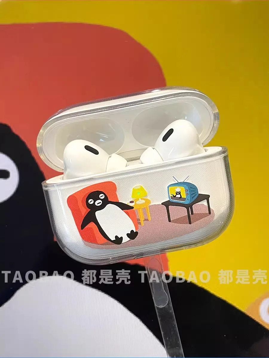 Cute Cartoon Penguin Watch TV Cute Cartoon Case for AirPods 1 2 3 Cover for Apple AirPods Pro 2nd Gen Air Pods case Soft