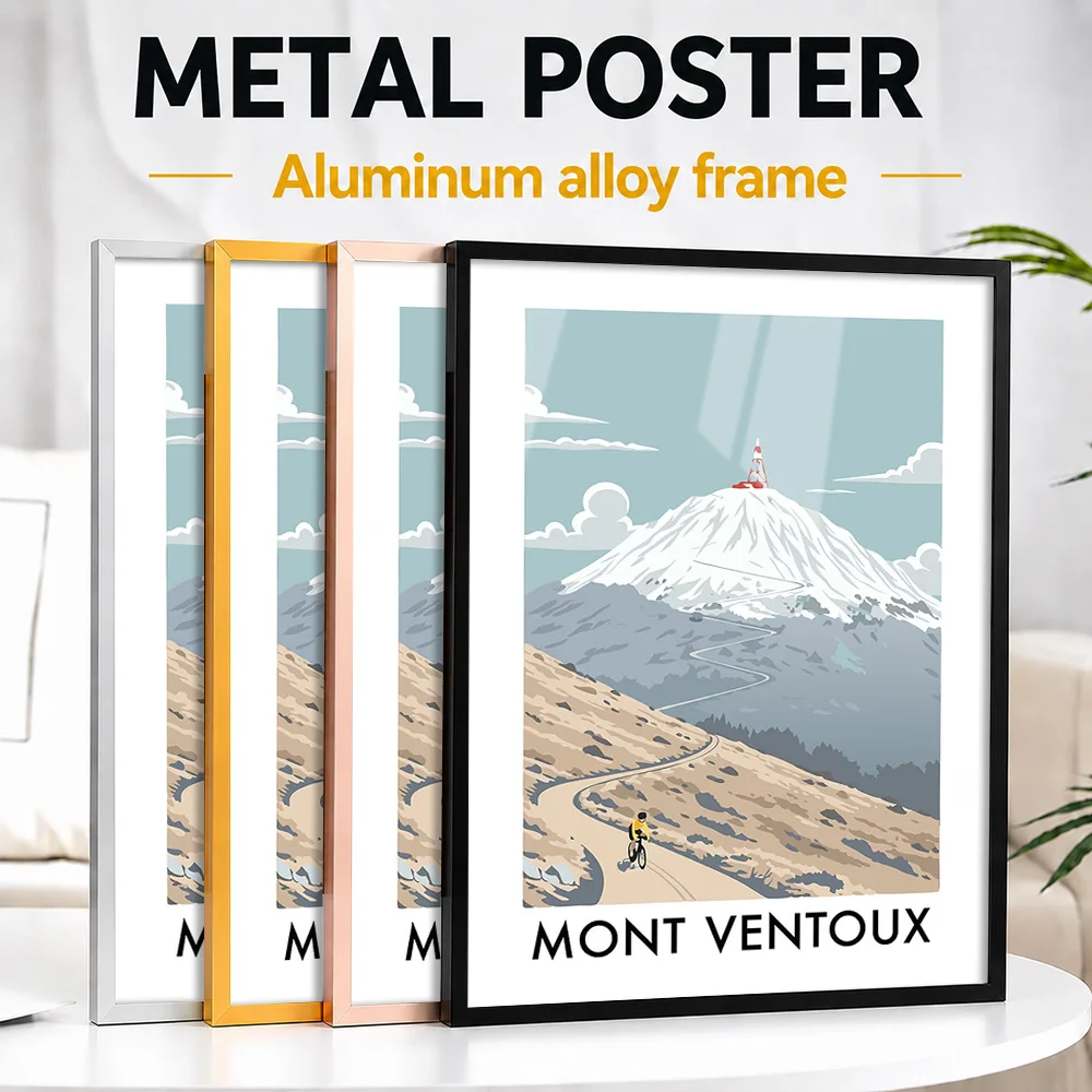 Mont Ventoux Cycling Climb The Mountain Framed Metal Print Customized Photo Dynamic Peloton Style Wall Art For Training Studio