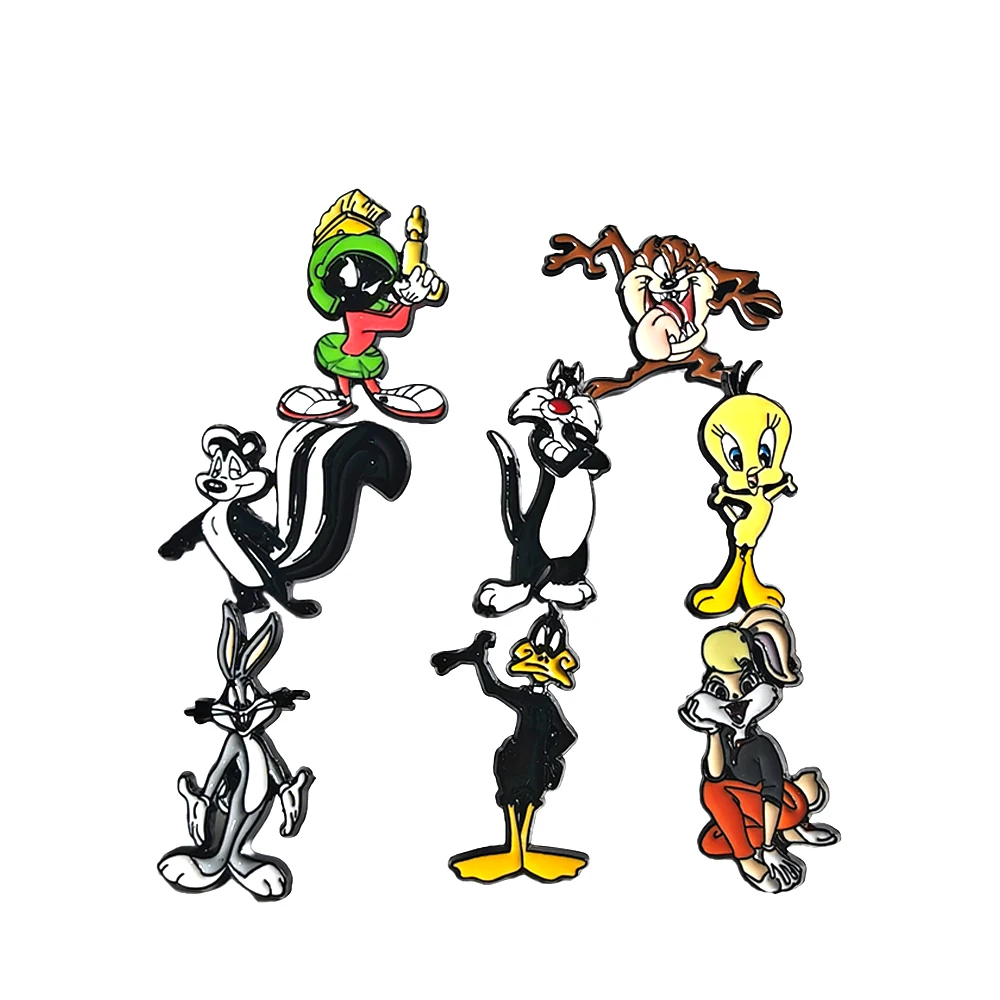 

Набор из 8 металлических значков с мультяшными персонажами: милые кролики, утки, Твити. Аниме-значки в виде животных для рюкзаков и аксессуаров.