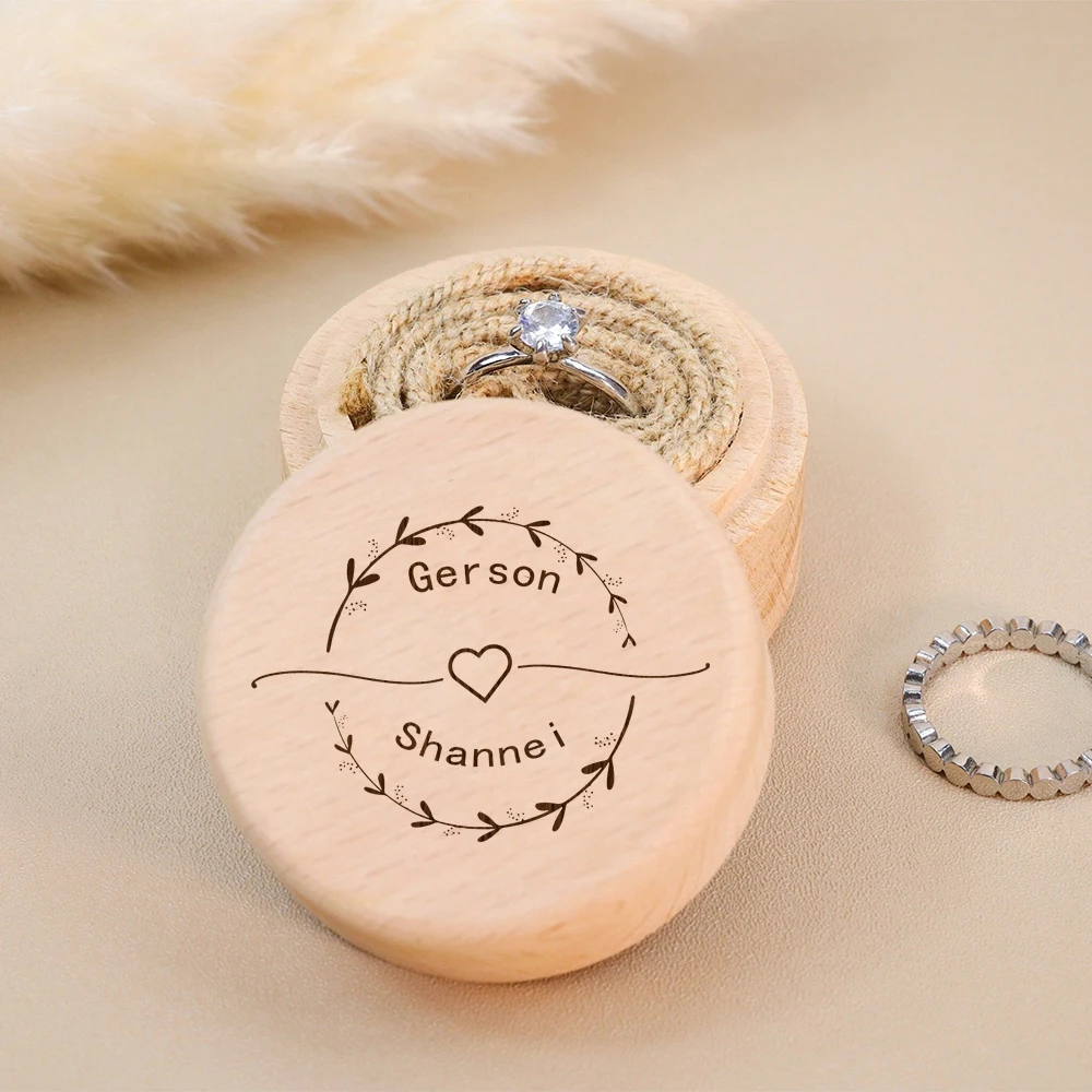 Personalised Wood Ring Box Custom Name Date Ring Box Keepsake Engraved Ring Bearer Box Anniversary Gifts