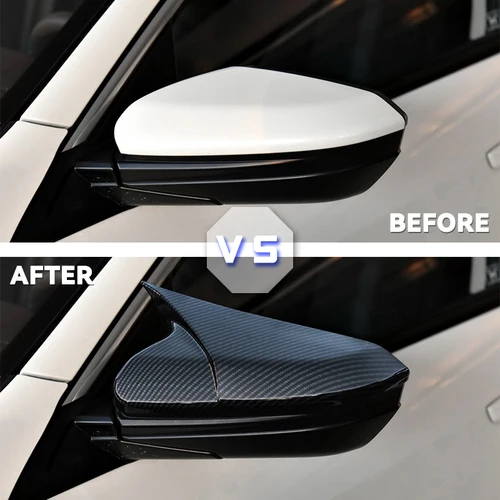 Imagen 2 del producto Forma de bocina ABS estilo de fibra de carbono vista trasera cubierta de espejo lateral tapas retrovisores para Honda para Civic 10th 2016 2017 2018 2019 2020