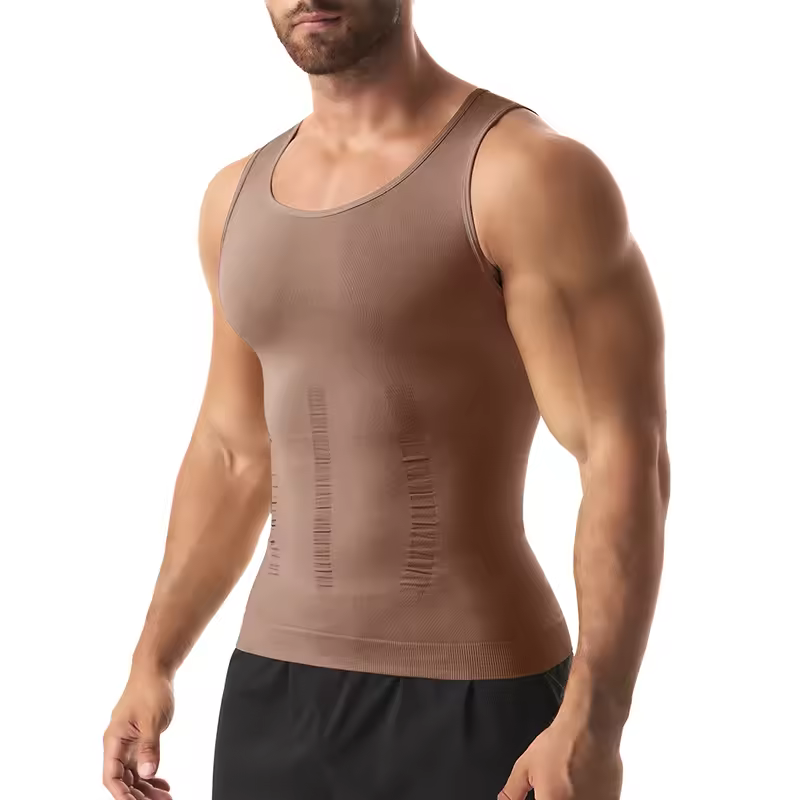 Mens Slimming Body Shaper Vest Shirt Abs Abdomen Slim Gym Workout Tummy Control Compression Tank Top Sleeveless Shapewear - Image 9
