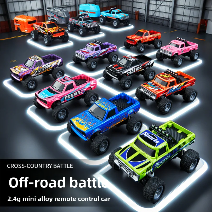Mini Alloy Remote Control Car Desktop 1:64 Pocket Car Off-Road Racing Shock Absorption Bigfoot Boy Toy Gift