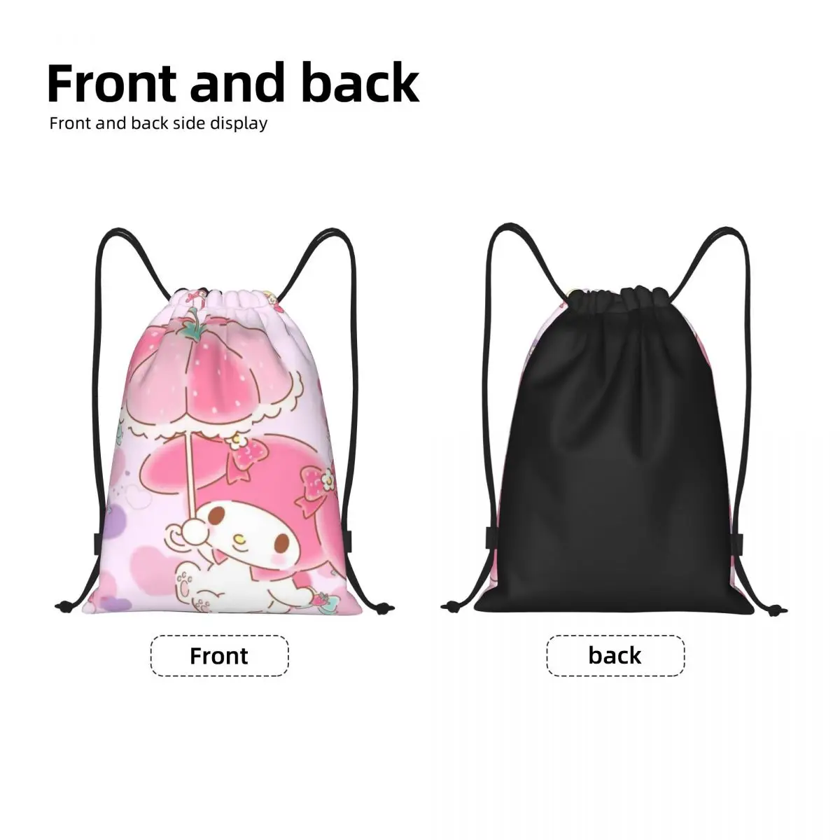 My Melody Portable Sports Bag Thicken Drawstring Belt Riding Backpack Gym Drawstring Shoes Bag Clothes Backpacks