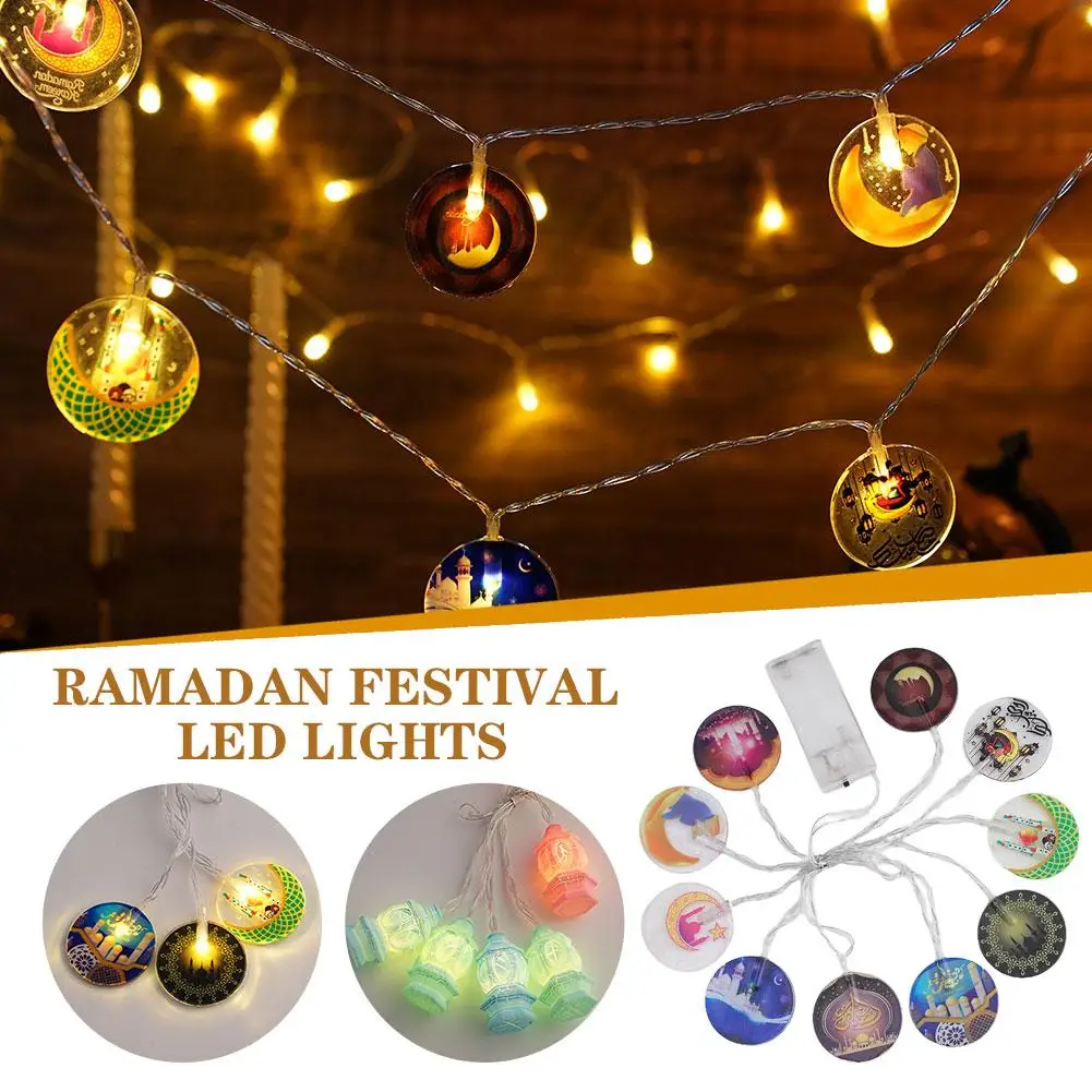 Dekorasi Ramadan lampu senar LED bintang bulan hadiah Lebaran Islam Muslim lentera Kastil Led lampu dekorasi Festival Lebaran 2024