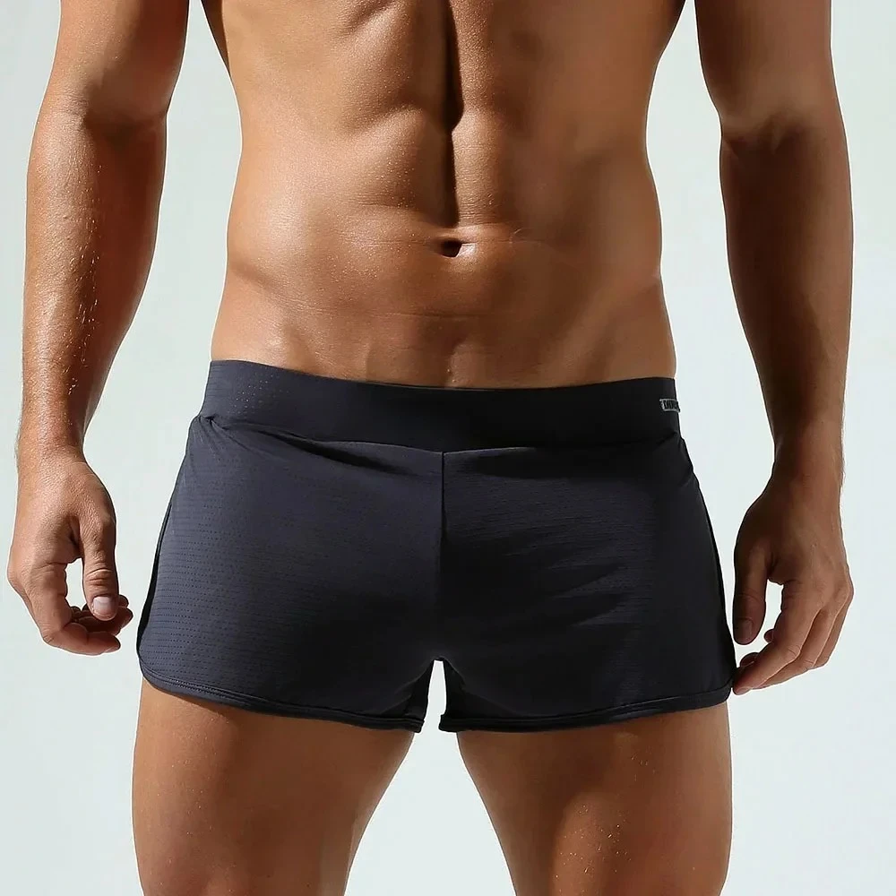Ice Silk Erotic Aro Pants for  Men Mesh Breathable Elastic Sports Shorts Jockstrap Sexy Comfort Casual Homewear Sleepwear Pajama