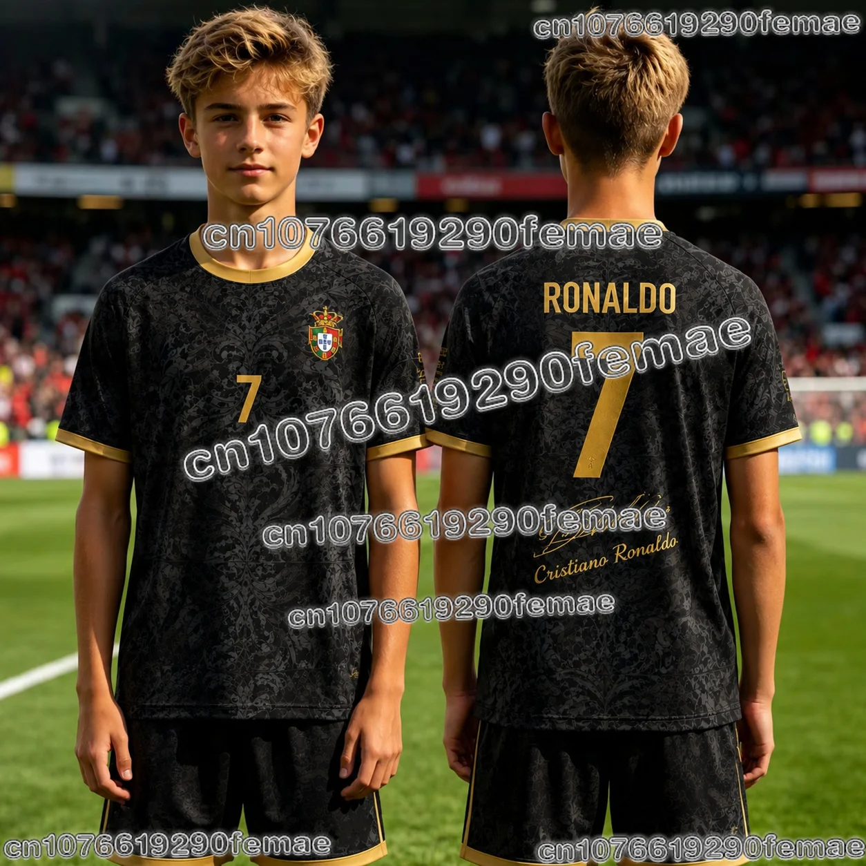 2026 Cristiano Ronaldo Portugal Fußballtrikot Kinder T-Shirt Fußball-Fan-Shirt Jungen Mädchen Schnelltrocknend Kurzarm Sportbekleidung – Detail 8