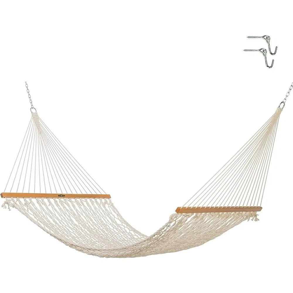 Cotton Rope Hammock with Free Extension Chains & Tree Hooks, Accommodates 2 People, 450 LB Weight Capacity, 13 Ft. X 65 in.