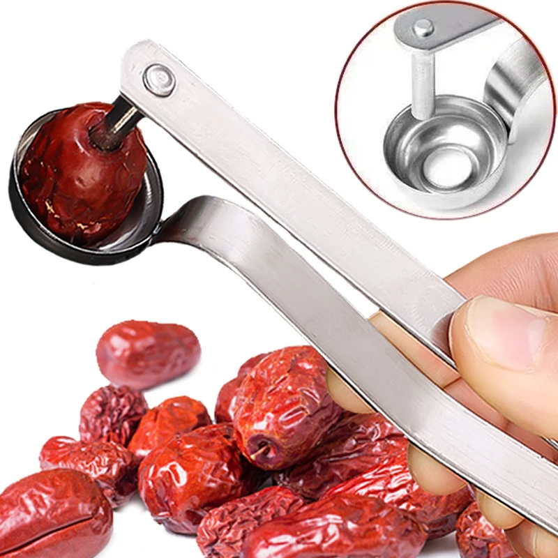 Red Dates Corers Long Handle Stainless Steel Fruits Seed Remover Jujube Hawthorn Cherry Corer Kitchen Handheld Convenient Tools