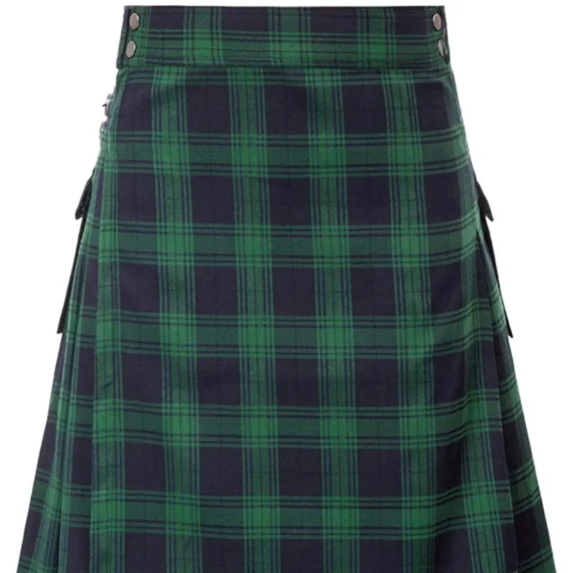 Scottish Holiday Men's Plaid Contrasting Pleated Skirt BK0143