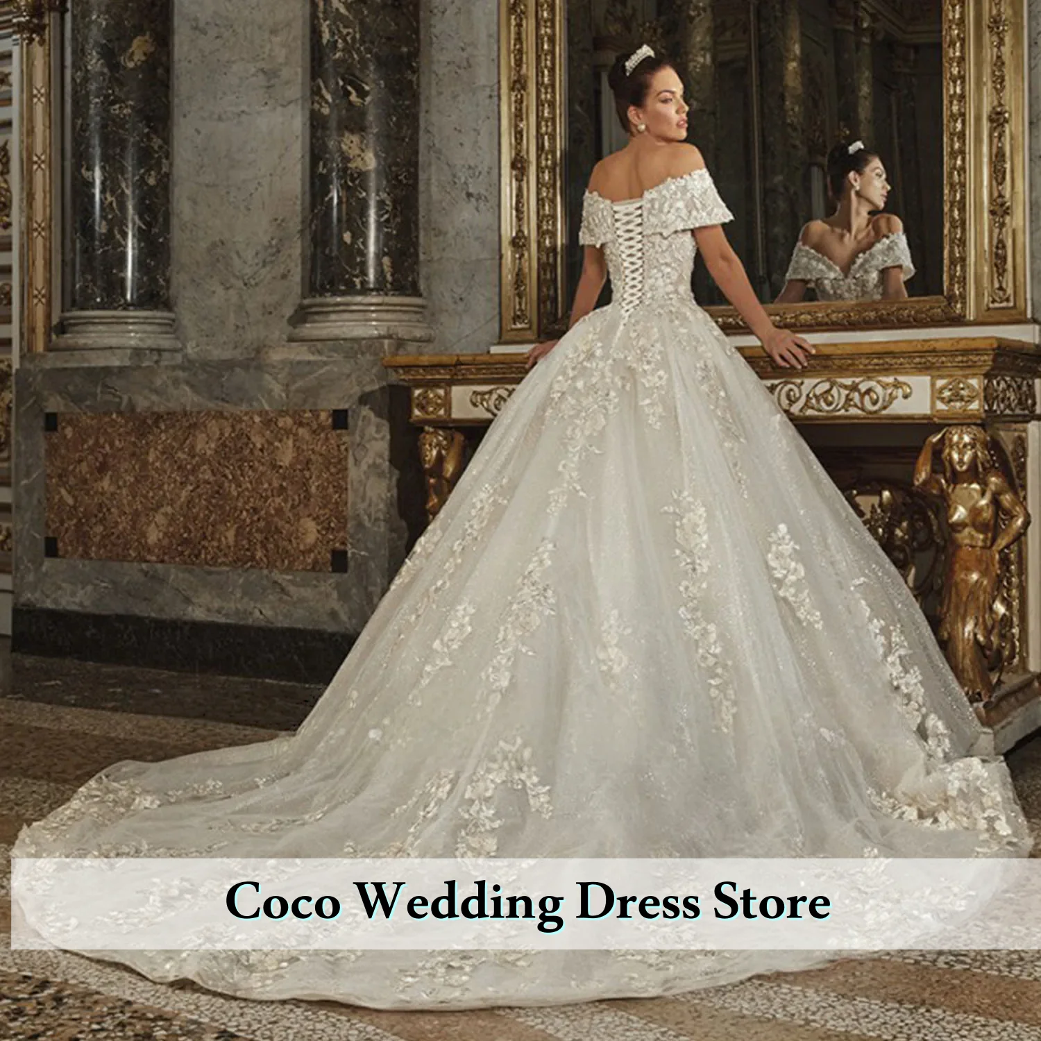 Изящное вечернее платье трапециевидной формы из тюля с открытыми плечами по индивидуальному заказу и кружевными аппликациями, вечернее платье без рукавов, платье для выпускного вечера