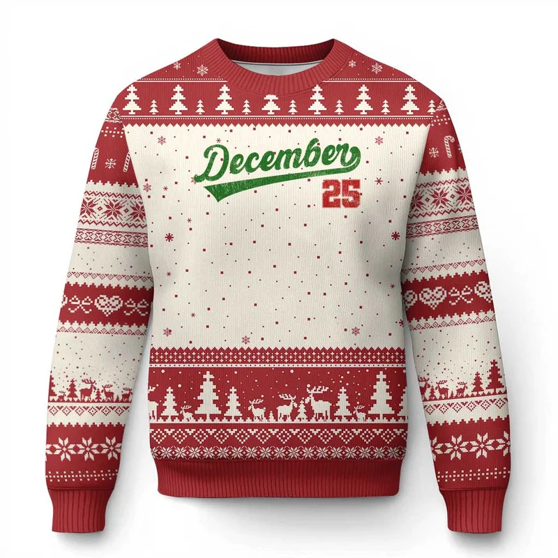 2027 Christmas Party Humor on an Ugly Christmas Sweater Printed Crewneck Sweaters for Funny Holiday Outfits and Seasonal Gifts