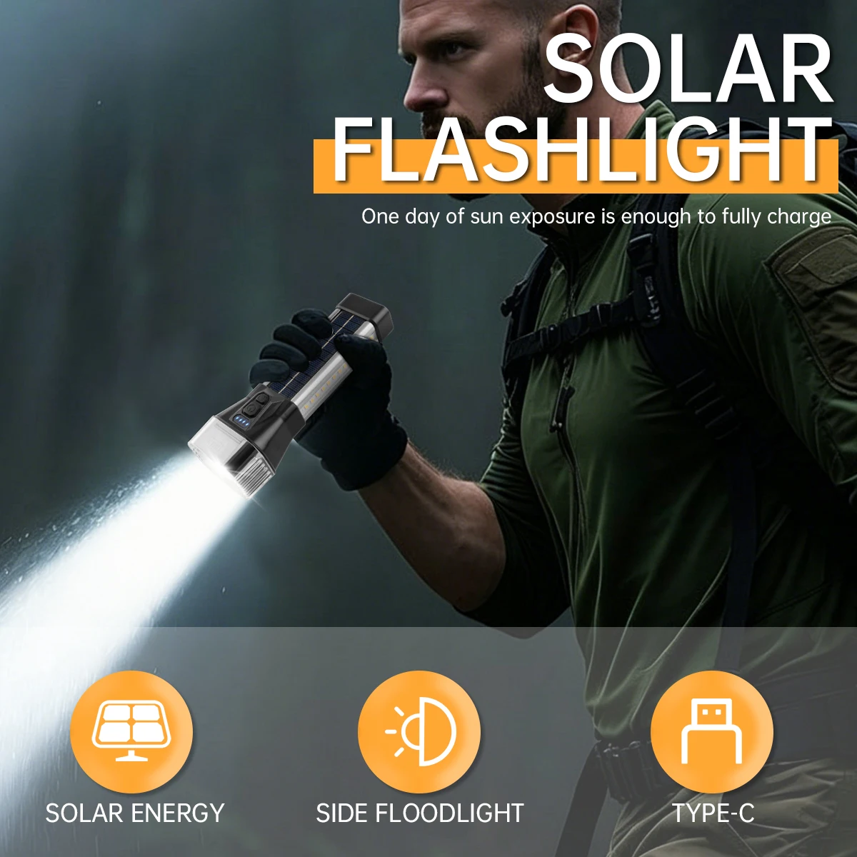 

3 sets of tactical LED rechargeable flashlights, zoomable flashlight, portable handheld emergency lighting device