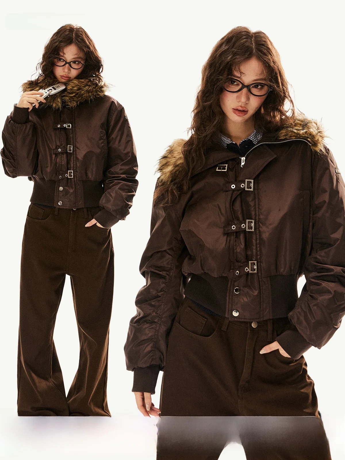EZEK American Retro Pilot Cotton Jaet Cappotto sciolto da donna ort Cappotto invernale caldo con cerniera con cappuccio Streetwear Thiened Long Sve