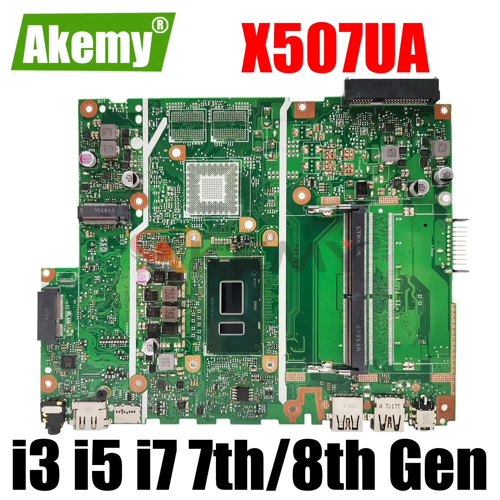 

X507UA Mainboard For Asus X507UAR A507UA R507UA F507UA Y5000UA Laptop Motherboard With I3 I5 I7 6th/7th/8th UMA 100% Test OK