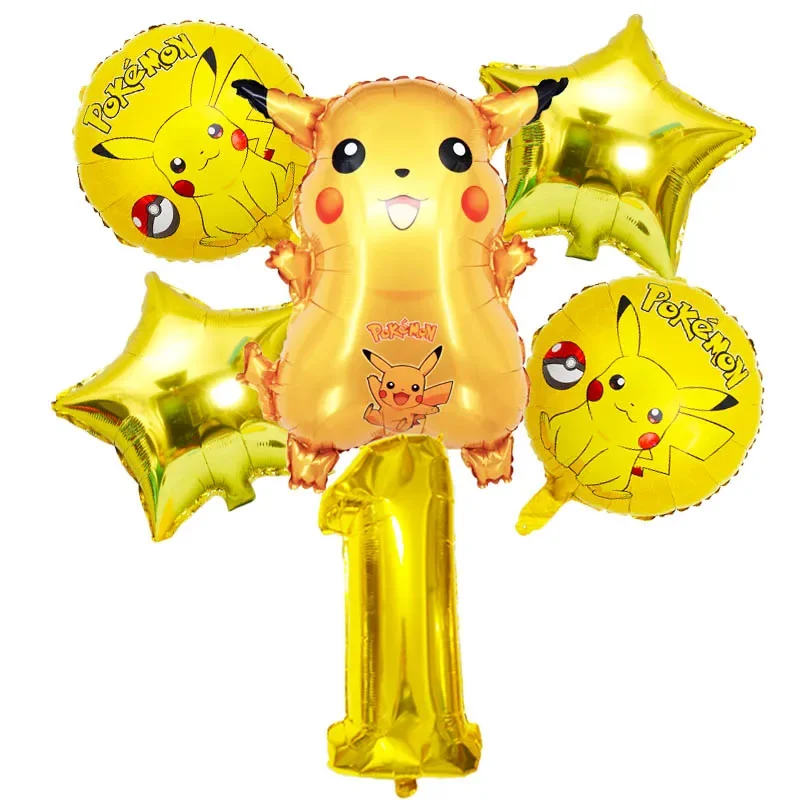 Pokemon Birthday Foil Number Balloons set Pikachu Squirtle  Charmander Baby shower Boy Girl Party Decorations Supplies Globos