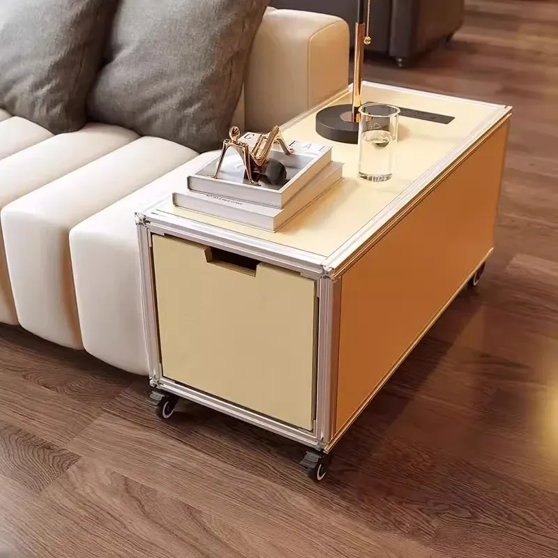 ！@Modern Styled Rechargeable Mobile Side Cabinet Middle Ancient Aluminum Birch Home Use with Armrest and Sofa Storage