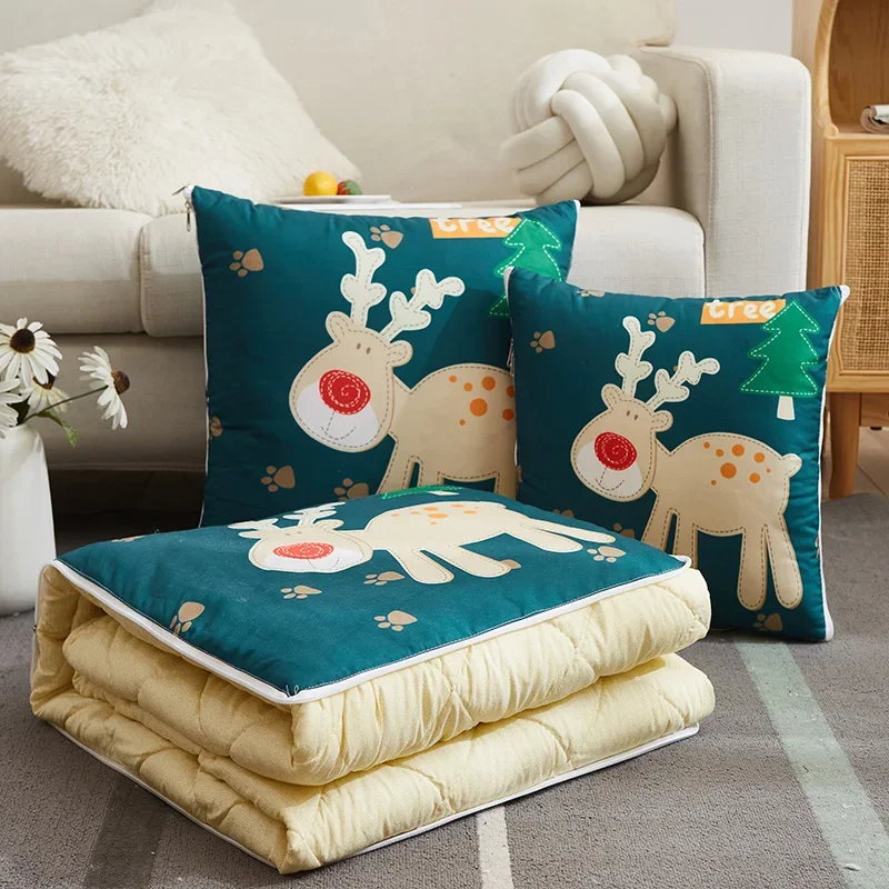 40x40 45x45 Pillow Quilt Dual-Use Ins Wind Living Room Sofa Cushion Office Nap Pillow Blanket Bedside Car Pillow Cushion Pillows