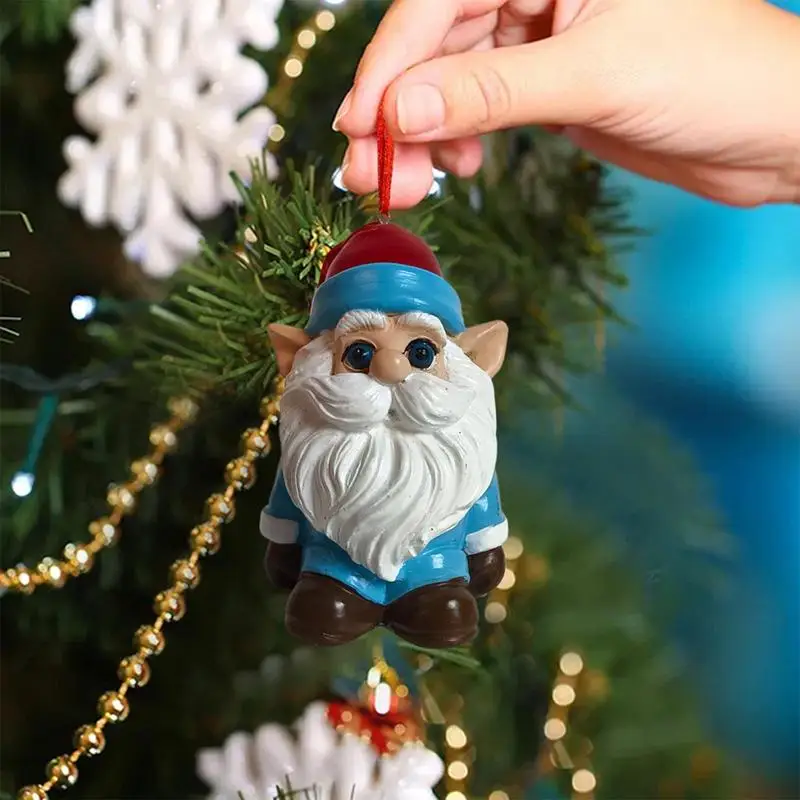 Gnome Christmas Ornaments 3D Cartoon Resin Small Christmas Gnomes Cute Faceloss Doll Decor Swedish Tomte Pendants For Home