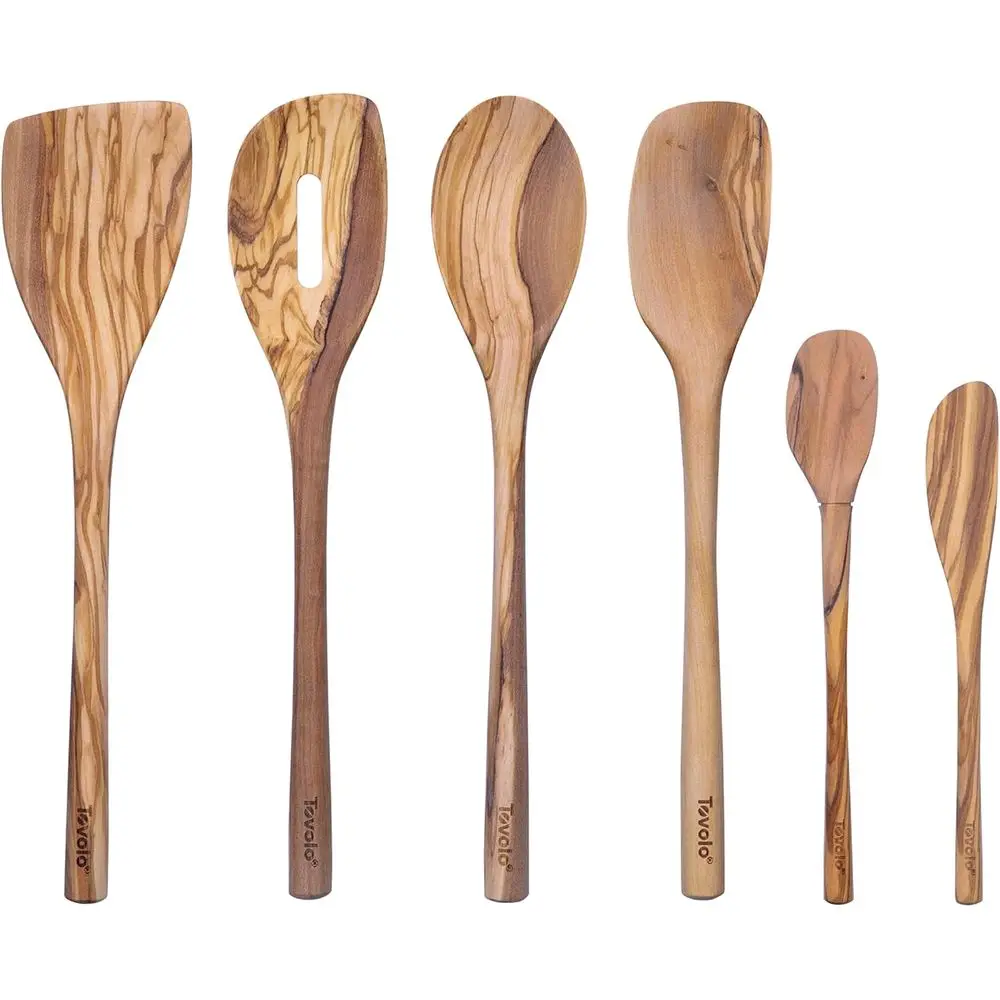 

6-Piece Olivewood Cooking and Baking Utensil Set for Meal Prep and More