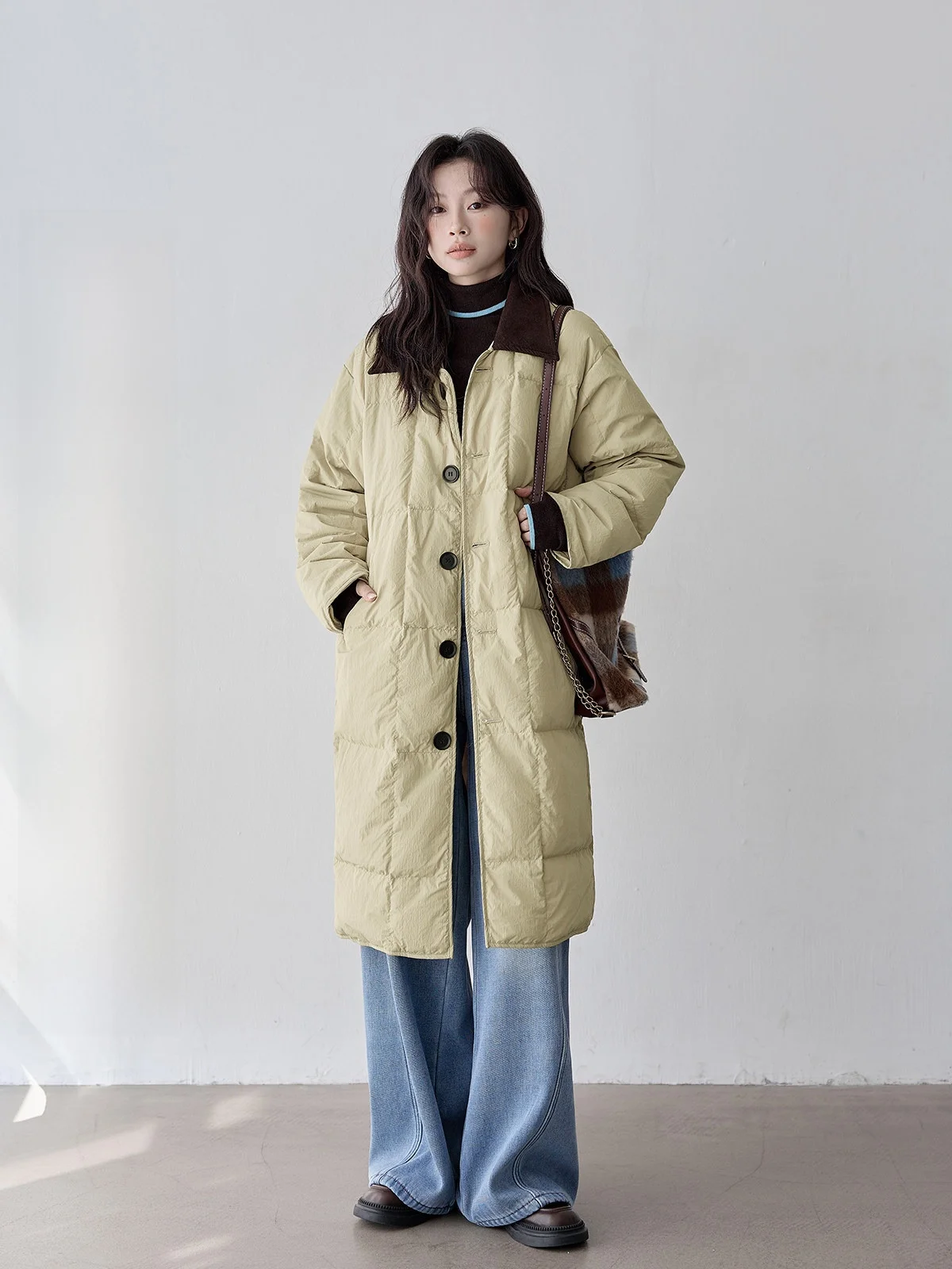 

Женская зимняя куртка цвета хаки, новая, теплая, средней длины, для повседневной носки, в корейском стиле, на одной пуговице