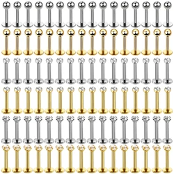10Pc/50Pc G23 Ttianium Labret Ear Lip Stud Jewelry Square CZ Stone Cartilage Tragus Earring Tongue studs Threaded Body Jewelry