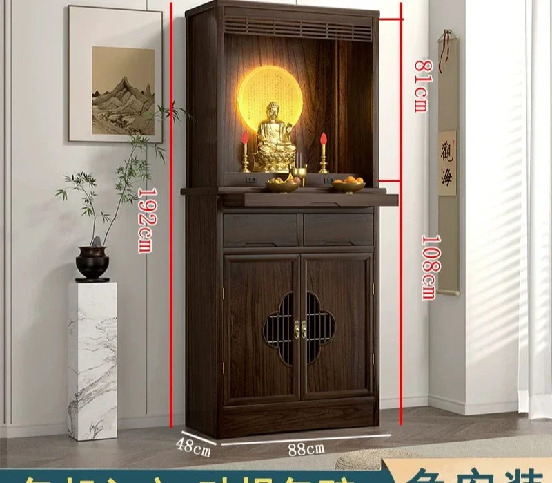 niche offering table with door God of Wealth Buddhist platform Household Buddha statue cabinet God standing cabinet Shentai