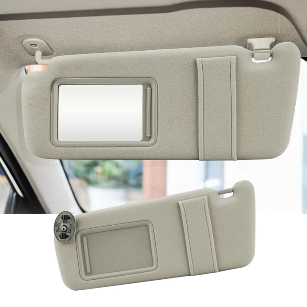 Car Interior Sun Visor Left/Right Gray Beige Car Sun Shield with Makeup Mirror for Toyota Camry 2007 2008 2009 2010 2011