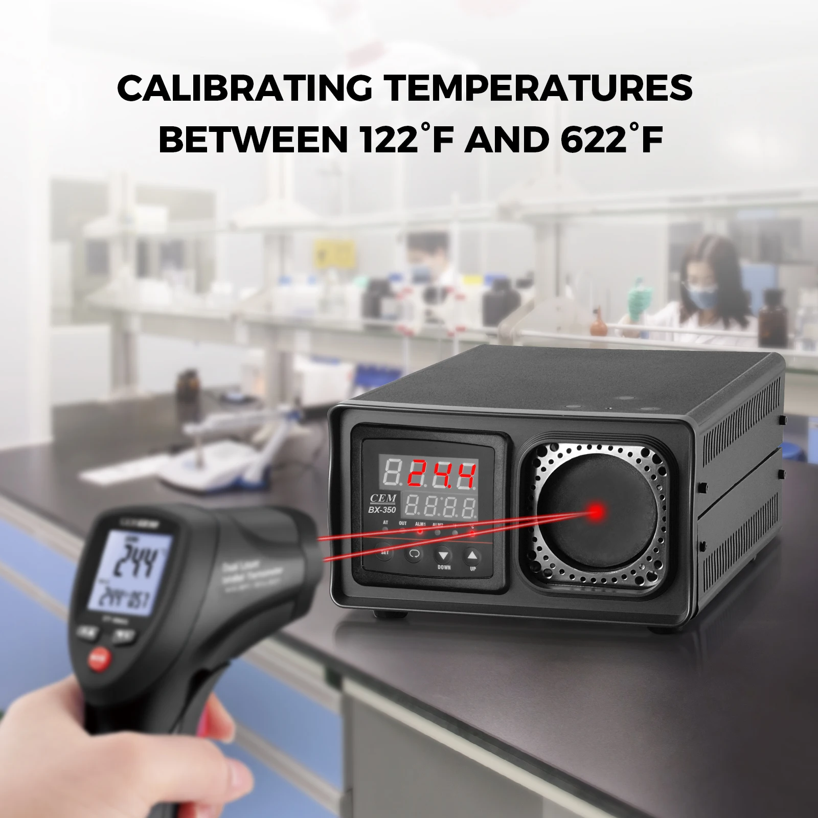 CEM Portable Temperature Infrared Calibrator 350℃ Black Body Target Size 57 mm