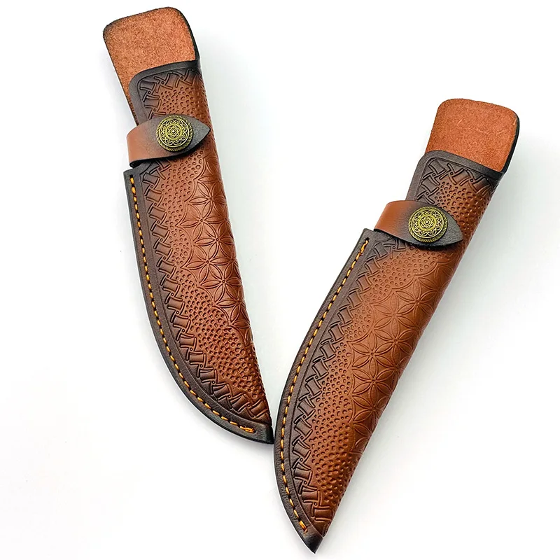 1pc Genuine Top Layer Cowhide Straight Knife Fixed Blade Sheath Scabbard Outdoor Straight Knife Sheath Scabbard Cover Tools