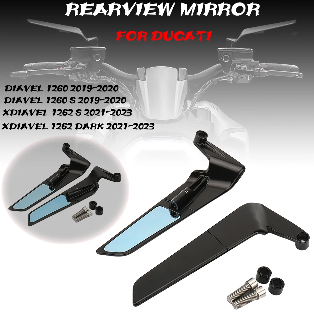 Motorcycle Accessories Mirror Wind Wing side Rearview For Ducati XDIAVEL X Diavel 1262 S / Dark 2021-2023 DIAVEL 1260 S 2019-202