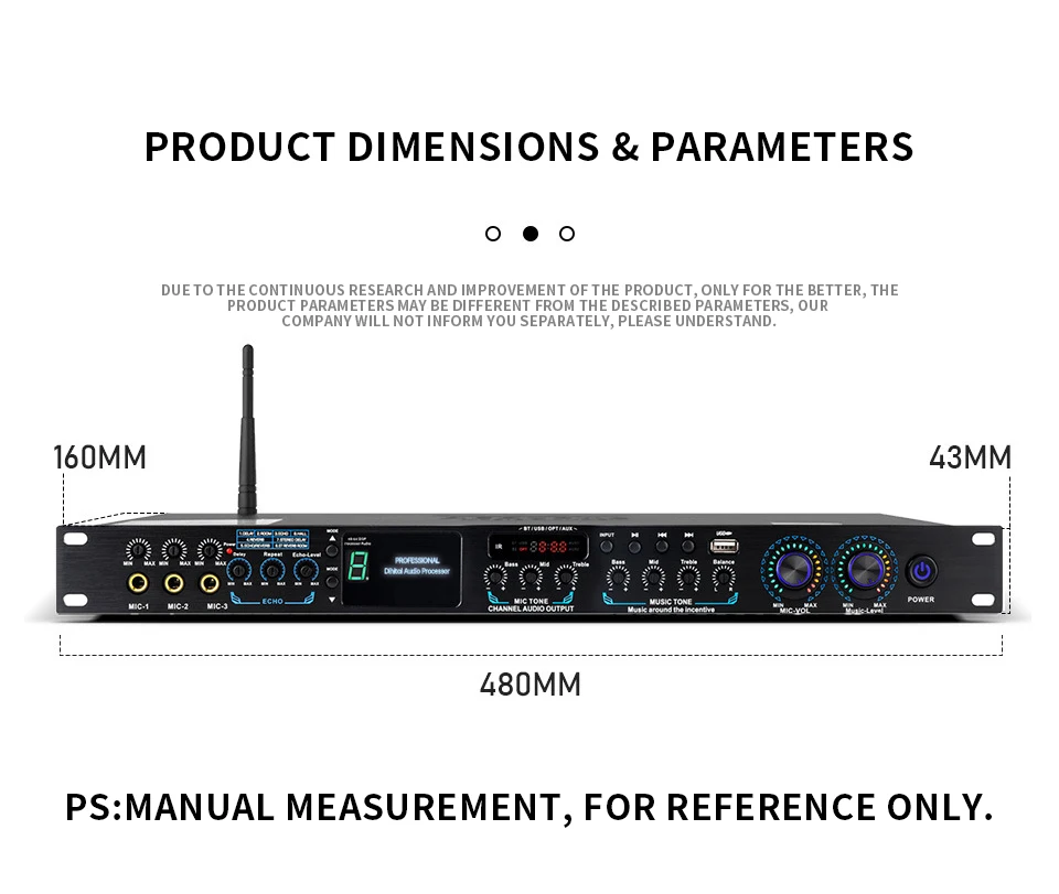 Professional Pre Effect Processor Device KTV Bluetooth Audio Processor For Stage Performance Karaoke Home Party