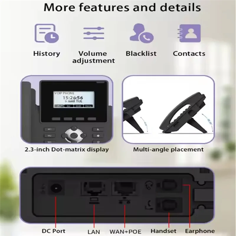 C9-Hotel Office Apartment Home Wireless VOIP Wifi Portal IP Phone 3 SIP POE Network