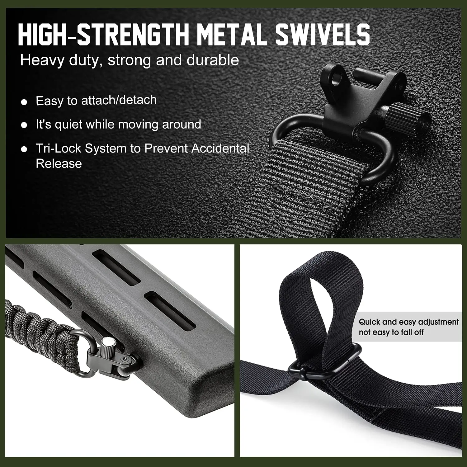 Two-Point Shot Gun Belt Non-Slip Hunting Gun Sling Strap Rifle Rope Belt with Metal Buckle Adjustable Length Strap for Hunting