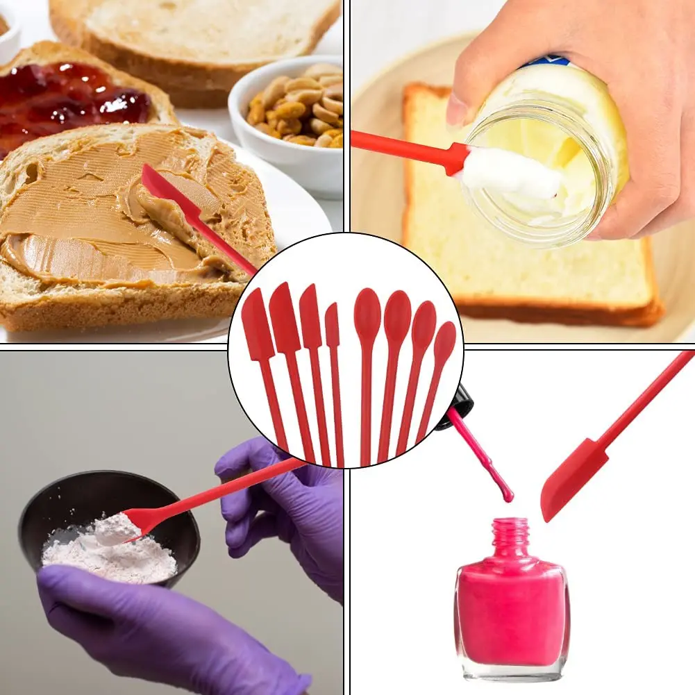 Mini Silicone Spatula Set, Double Head, Suitable for Thin Jar, Makeup, Butter, Cake, Cream, Jam, Scraper, Spatula, 3Pcs