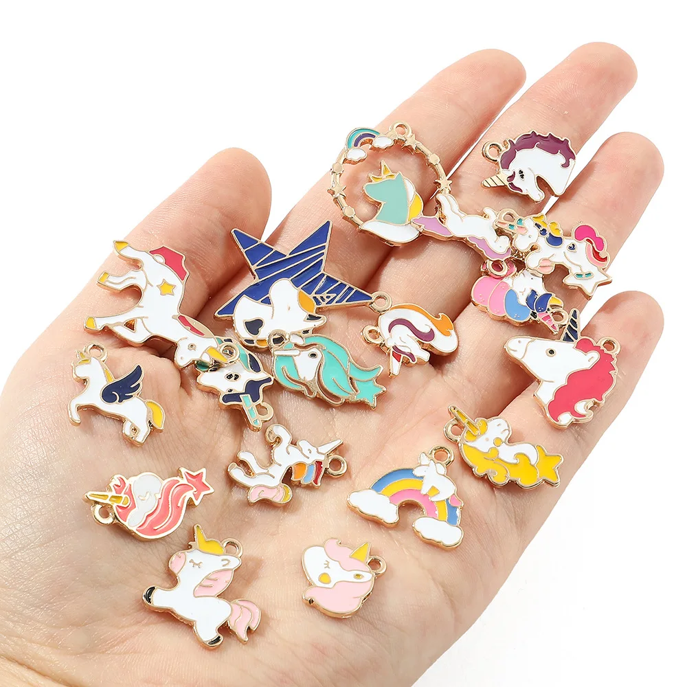 Enamel Cute Rainbow Unicorn Stainless Steel Exquisite Charms DIY Jewelry Making Handmade Bracelet Necklace Accessories